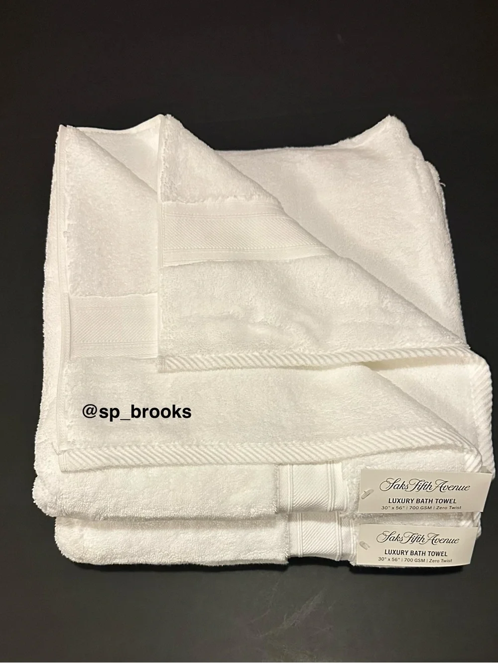 🎁8PC Saks Fifth Avenue Luxury Bath Towel Set -White Combed Cotton (700 GSM Bath)